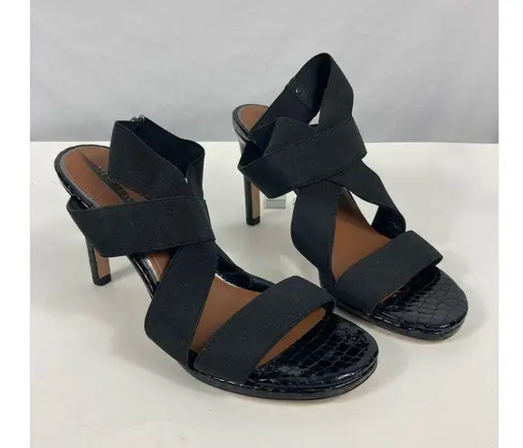 Donald Pliner New Parly Stretch Elastic Heeled Sandal Black Size 8.5