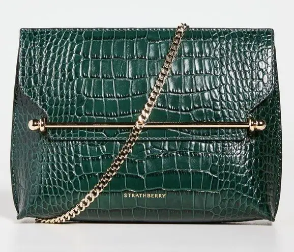 Strathberry Stylist Crossbody Bag In Green Bottle crock embossed