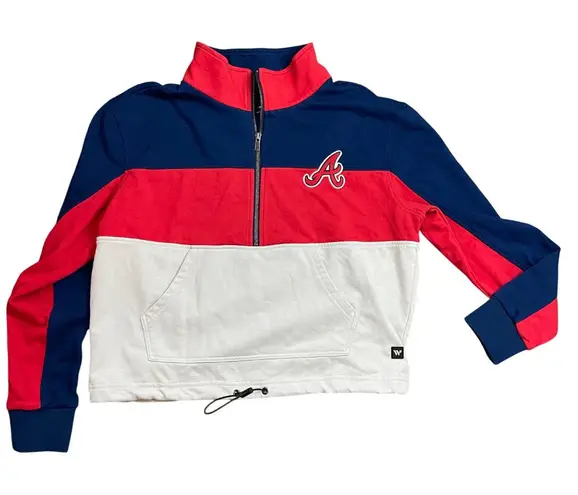 Atlanta Braves The Wild Collective Pullover Women's Size M Red/Navy Color Block Red Size M