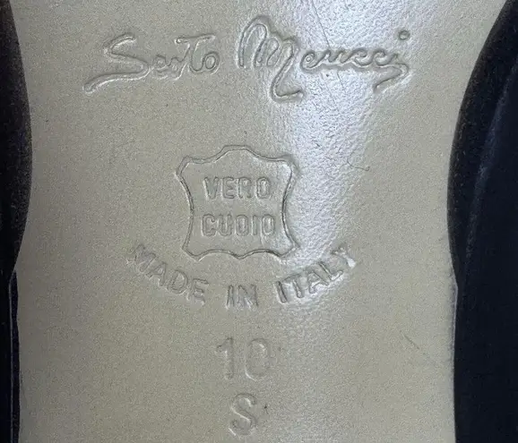 Sesto Meucci Black Penny Loafers Block Heel Shoes Size 10 Leather Square Toe