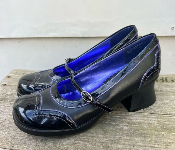 Candie's Y2K  Chelly Black Purple Gothy Witch Patent Heels Size 10