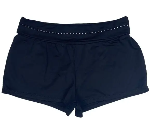 MotionWear ⍟ Roll Down Dance Gymnastics Short Shorts ⍟ Black Rhinestone ⍟ Small