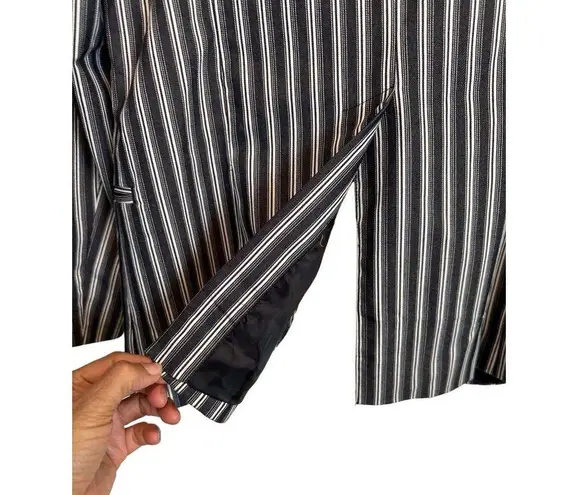 Bloomingdale's Striped Collared One Button Blazer Jacket – Chic Summer Must