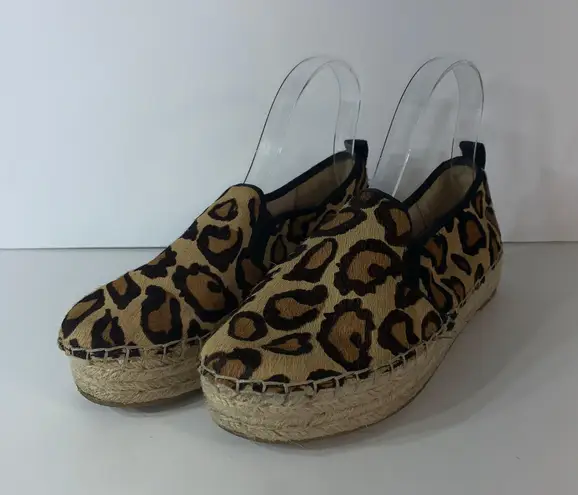 Sam Edelman Carrin Leather Leopard Calf Espadrille Platform Shoes Size 8M