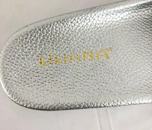 Liliana Womens Slide Sandals Chain Details Slip On Silver Size 6