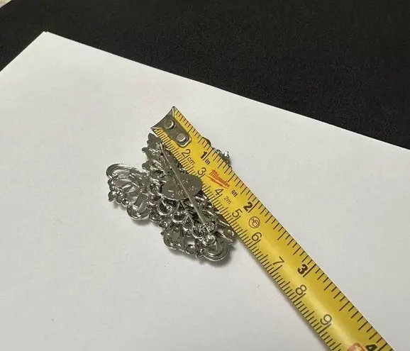 Handcrafted Signed Jane 1997 AOL Brooch Pin Silver Tone / Rhinestone