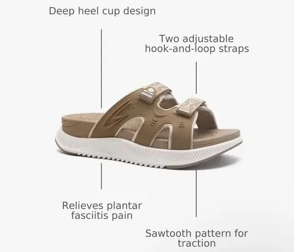 ONCAI Womens Orthotic Sandals Ladies Recovery Walking Slides Arch Support 10 Gray - Image 2