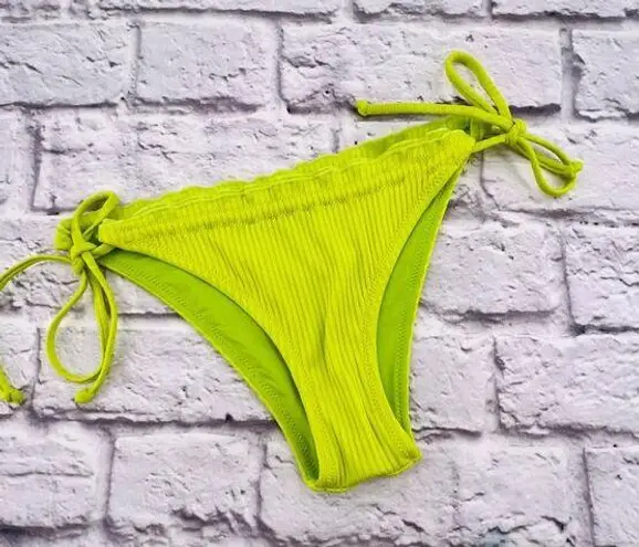 Free People NWOT  Its Now Cool The Frill Tie Eco Bikini Bottoms Lime Green Medium