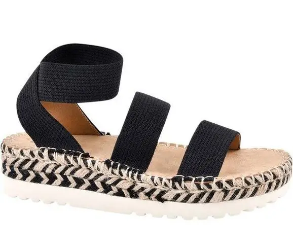 White Mountain NEW  Kolton Ankle Strap Sandal Espadrille Black  11