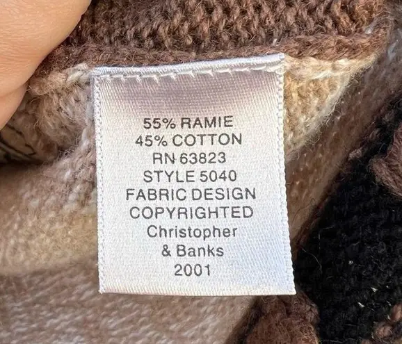 Christopher & Banks Vintage Christopher Banks rustic Americana barn quilt heart square sweater vest