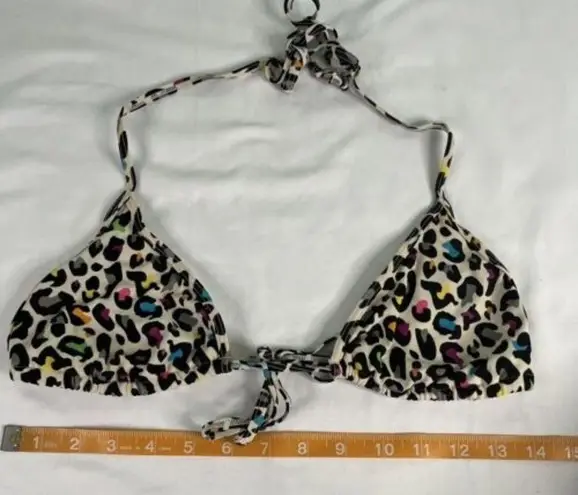 Victorias Secret Pink Size M Rainbow Cheetah Print Tie Bikini Top Y2K Lisa Frank Size M
