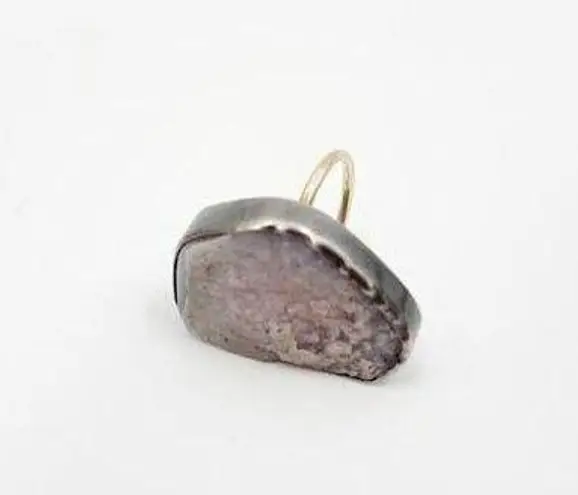 MELISSA JOY MANNING Ring Druzy Light Purple Silver & Gold One of a Kind Rare