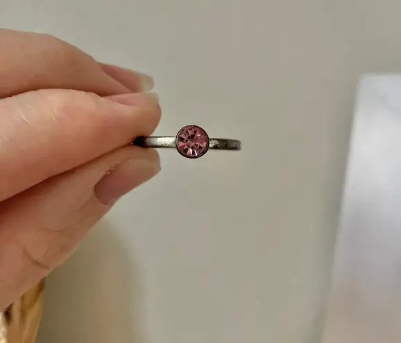 Pink Bezel Stone Silver Solitaire Ring Fashion Jewelry “Athene” Blush Stacking Jewelry