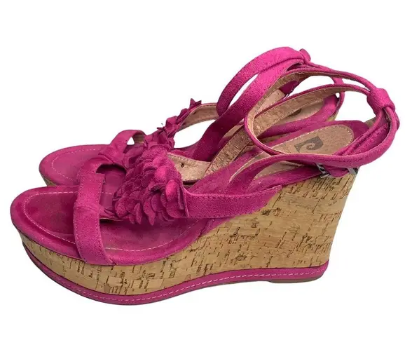 Pierre Cardin Vintage 90s: π Embellished Suede Cork Platform Heels π Pink