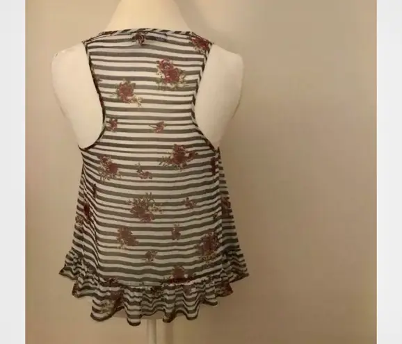 Living Doll Sz S ADORABLE Sheer Sleeveless Top W Floral Details