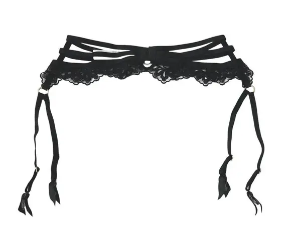 Aubade Women's Black Lace Sheer Corset Garter Belt Waist Cincher Lingerie Size S