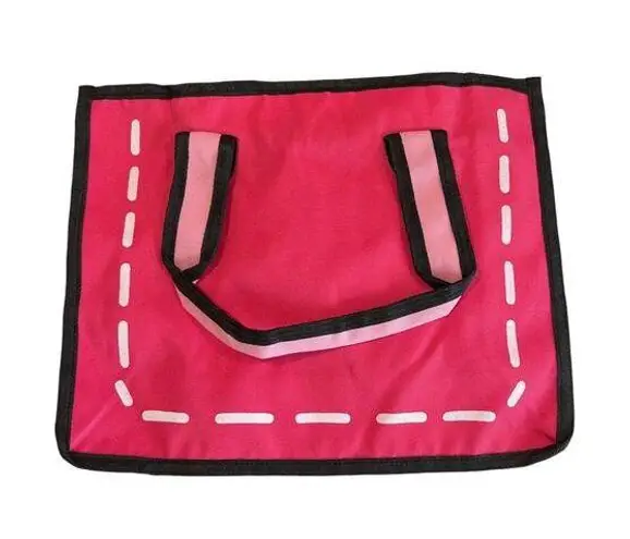 None Cartoon Themed Hot Pink Double Handle Tote 14 x 10.5" Whimsy Mean Girls Retro