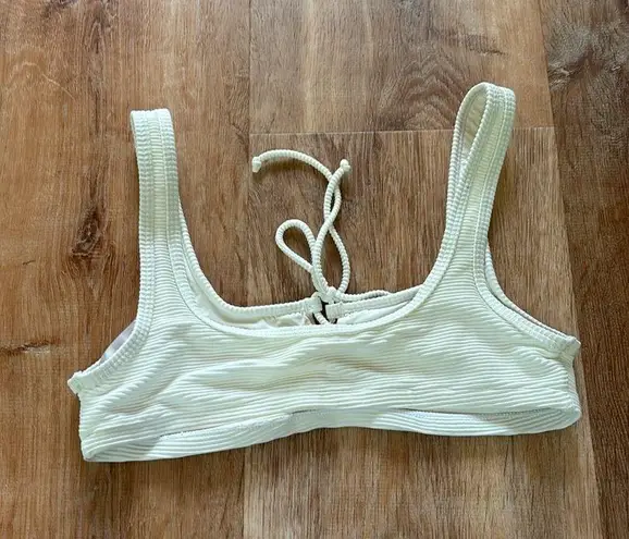 ONIA white erin ribbed bikini top - small