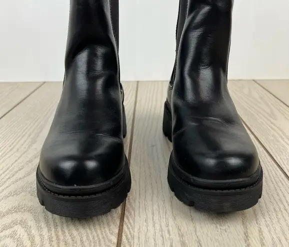 H by Halston H Halston Rio Lug Sole Tall Chelsea Boots US6/EUR36.5 Black Vegan Leather $125