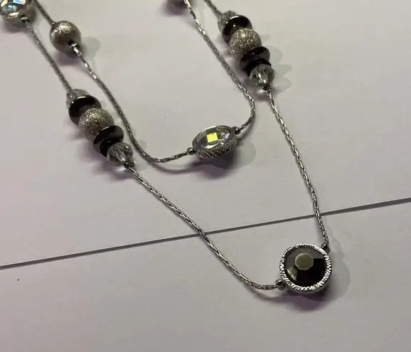 New York And Company NWT $22.95 Silver Tone Multi Strand Costume Jewelry Necklace