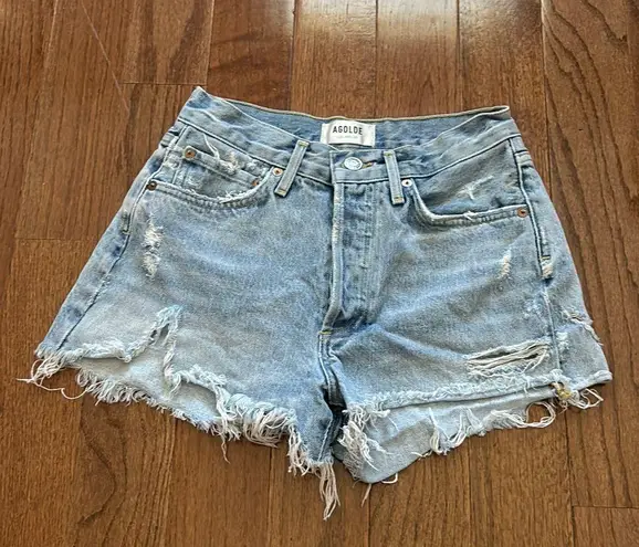 Gold Hinge AGOLDE Parker Distressed Denim Shorts size 23