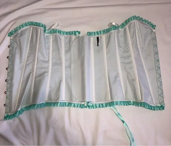 Adore Me  Blue Satin Trimmed Lace Corset New Size Medium thumbnail 5