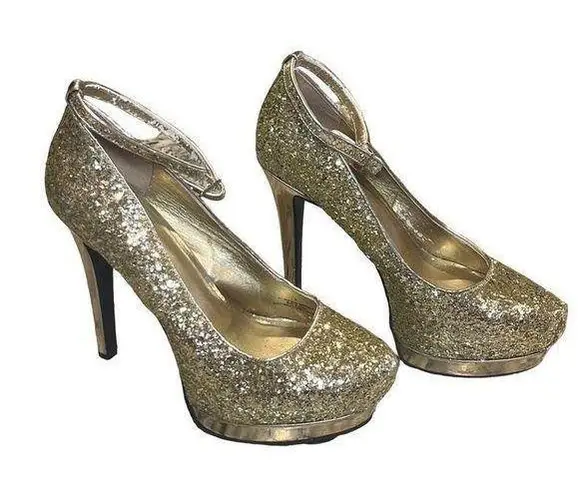 Mossimo EUC Gold Sequins Platform Stiletto Heels Sz 9