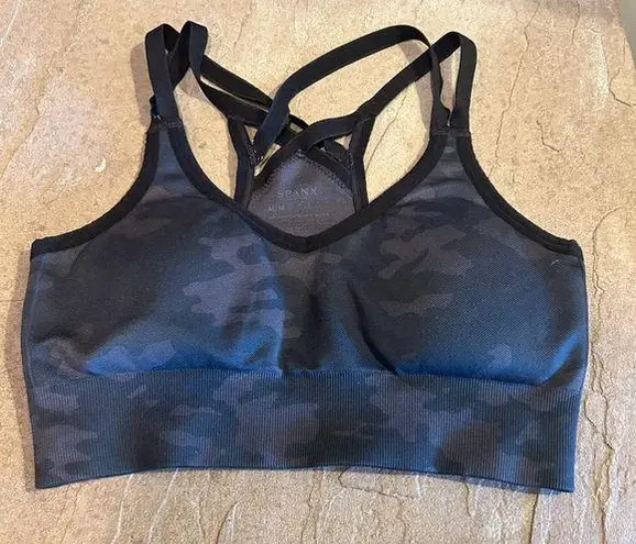 Spanx  Look At Me Now Camo Black an Grey Racerback Sports Bra