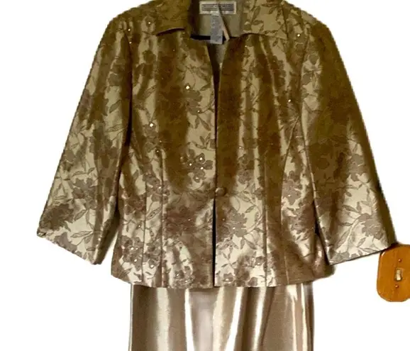 Jessica Howard | 2 PC SUIT | LONG DRESS WITH HIP JACKET WITH RHINESTONES