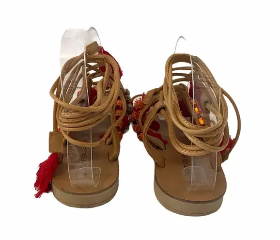 Barbara Barbieri Lace Up Tassel Fringe Jewels Pom Pom Sandals Size 6