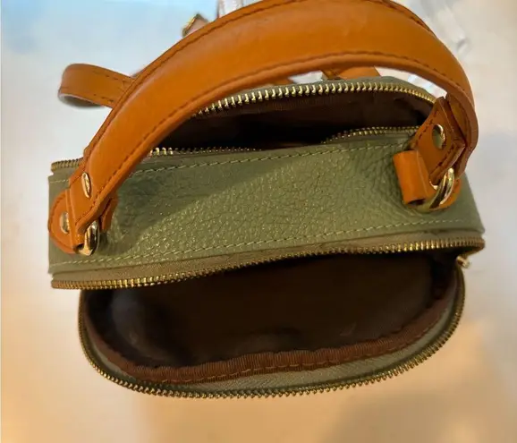 Divina Firenze Green Italian Leather Mini Backpack Crossbody Bag