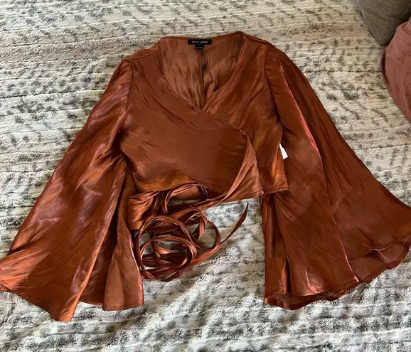 Hers & Mine Elegant Rust Wrap Blouse
