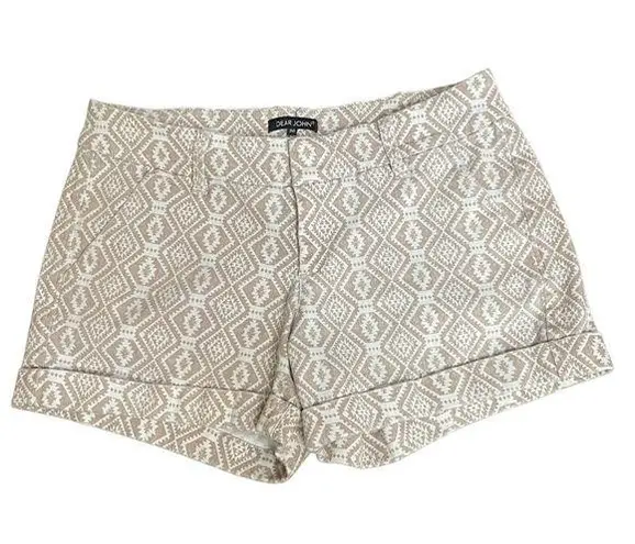 Dear John Flat Front Cuffed Chino Shorts Tribal Print Women’s size 30