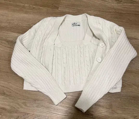 Hollister White Knit Tank & Cardigan Sweater Set