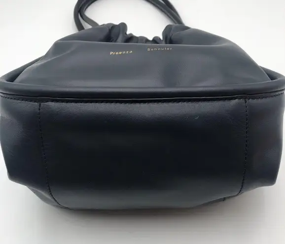 Proenza Schouler Navy Leather Ruched Tote Handbag Purse, Dust Bag, READ