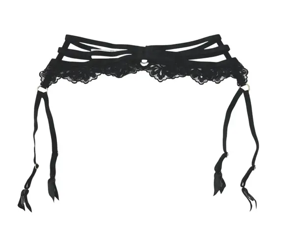 Aubade Women's Black Lace Sheer Corset Garter Belt Waist Cincher Lingerie Size S