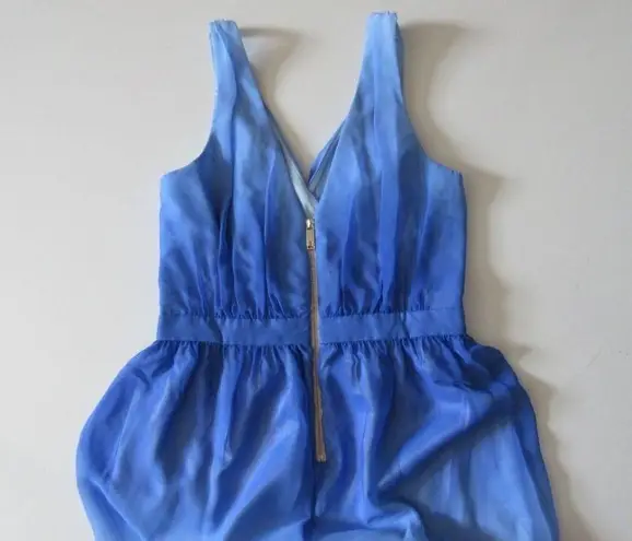 Jay Godfrey NWT Sinclair Blue Teal Ombre Chiffon Slit Front Maxi Dress Gown 8