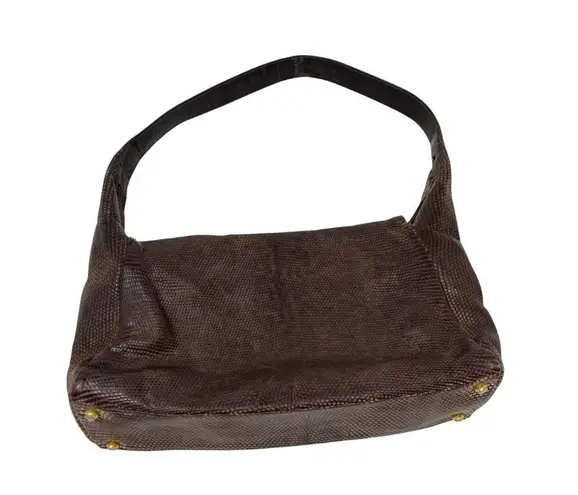 Lana Marks brown snakeskin leather vintage shoulder mini bag