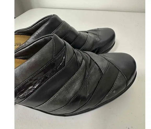 NAOT Black Leather Open Toe Slide Clogs Womens Size 41 US 10