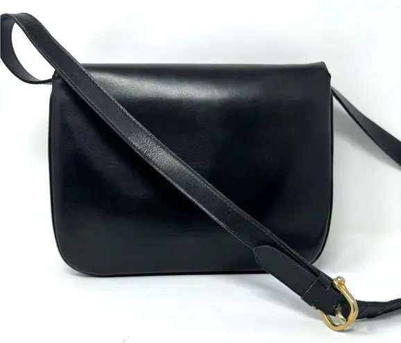 CELINE Vintage Horse Carriage Bag – Black Leather Crossbody - Gold Logo Hardware