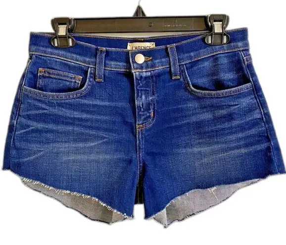 L'Agence L’AGENCE‎ Womens Ryland High Rise Frayed Denim Shorts Size 25