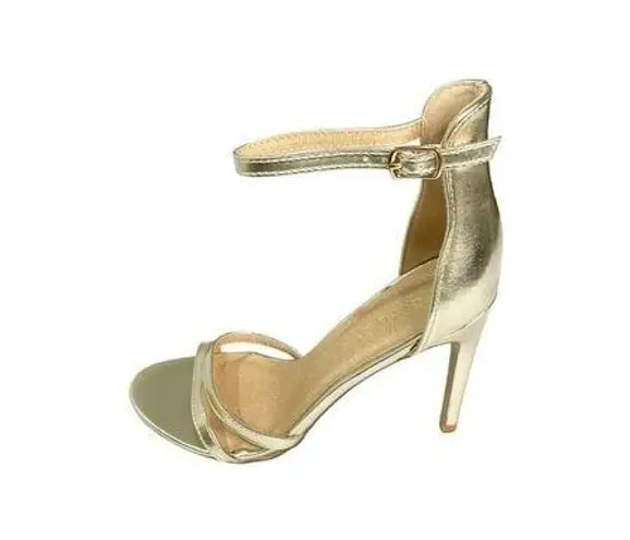 Venus  Open Toe Gold Strappy  4 Inch Stiletto Heels Sz 7 NWOT Formal