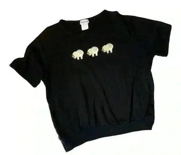 Bonworth Vintage Short Sleeve Embroidered Elephant Oversized Petite Small