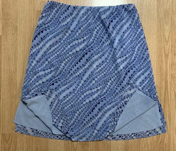 New York & Co. Skirt Women's Size Large Blue  Patterned Elastic Waist Lined