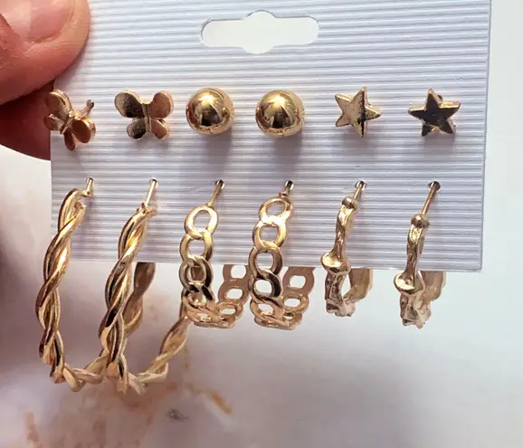 Gold Studs And Gold Hoops Set