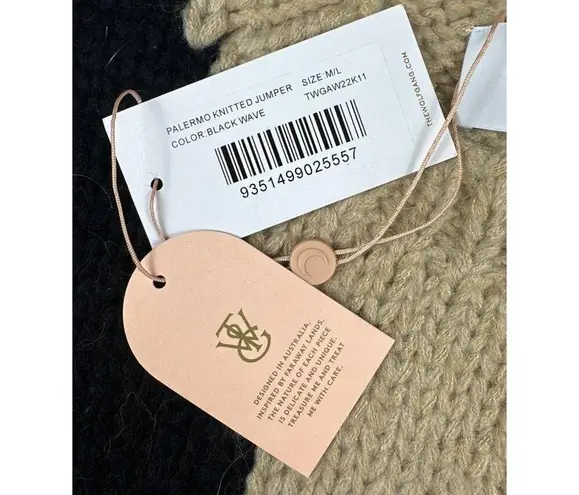 The Wolf Gang Palermo Chunky Knit Sweater in Black Wave Tan Size M