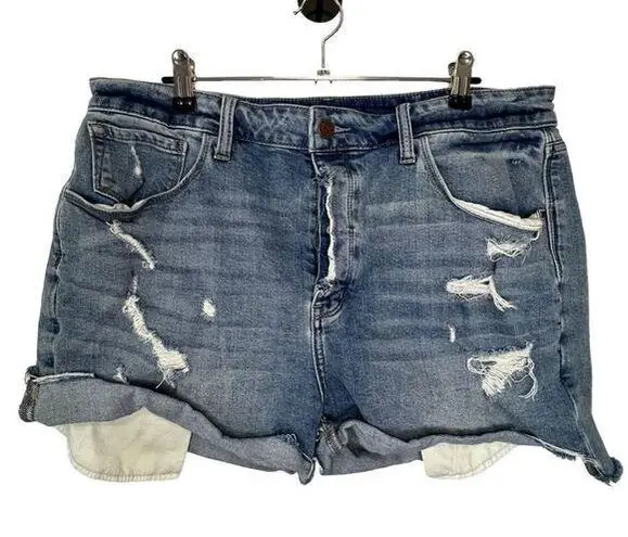 Treasure & Bond Medium Wash Highrise Boyfriend Distressed Denim Shorts