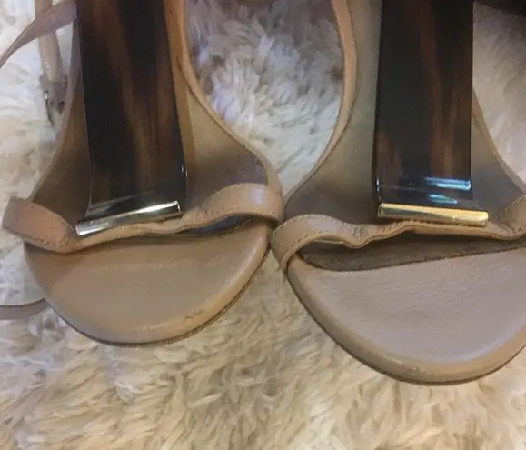 Burberry Ankle Strap Beige Heels