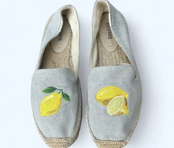 Soludos Women's Lemon Embroidered Espadrilles size 7.5 NEW Summer Cute Girly