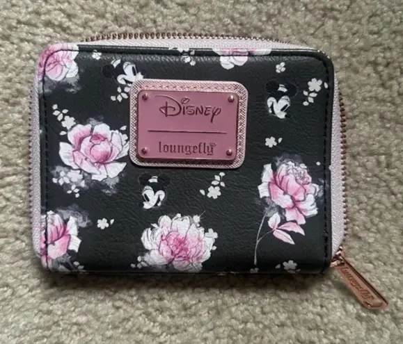 Lounge Fly New Without Tags Minnie small Zip Wallet Floral Black Pink Gold